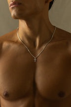 Hammered Cross Heren Gehamerde Kruisketting zilverkleurig roestvrij staal - foto 2