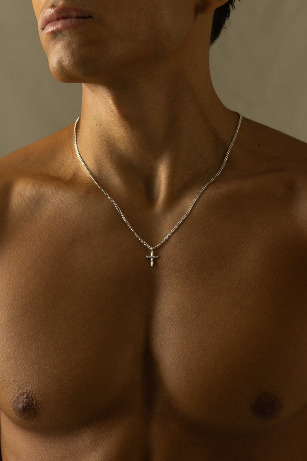 Hammered Cross Heren Gehamerde Kruisketting zilverkleurig roestvrij staal - foto 2