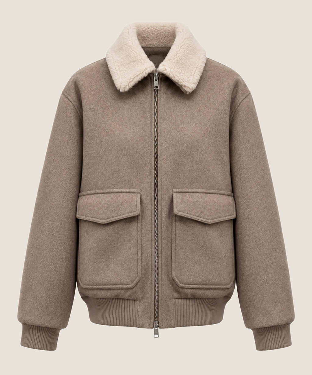 Heren Herfst Winter Bomberjack met Pluche Kraag en Klepzakken – afbeelding 2