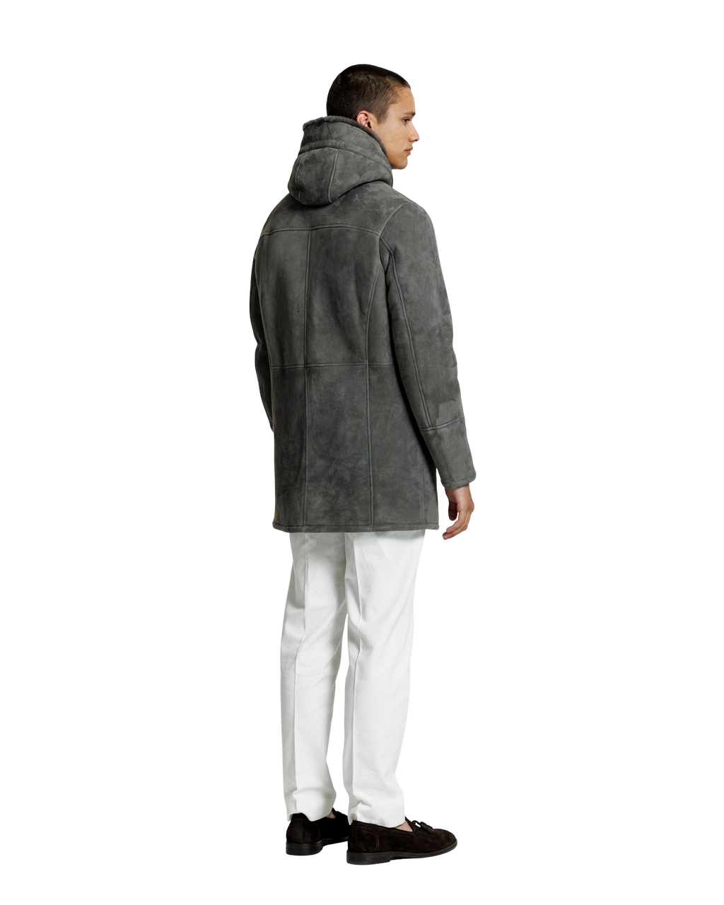 Heren Herfst Winter Capuchonmantel met Rits en Drukknopen in Aardebruin – afbeelding 3
