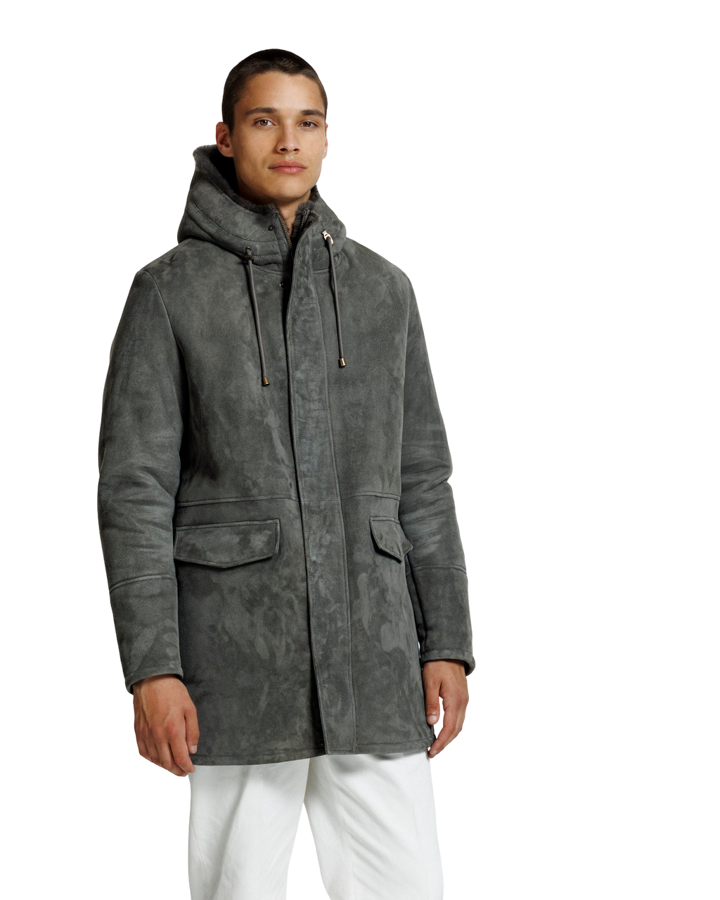 Heren Herfst Winter Capuchonmantel met Rits en Drukknopen in Aardebruin – afbeelding 4