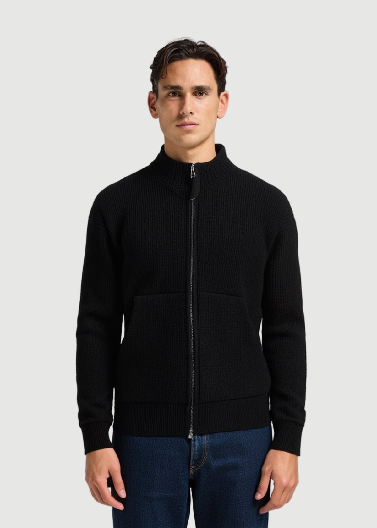 Heren Herfst Winter Fijngebreid Vest met Rits – afbeelding 1