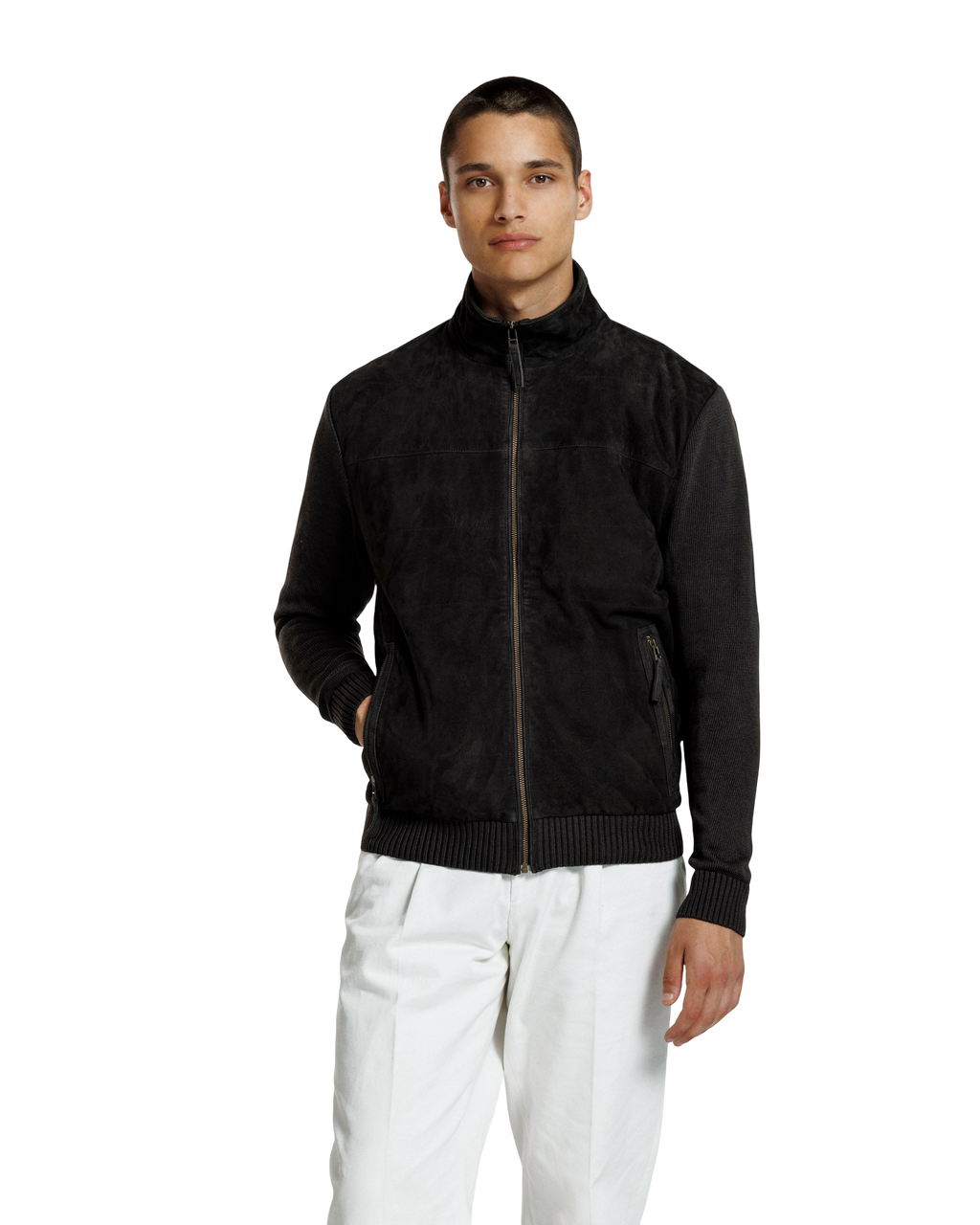 Heren Herfst Winter Jas met Gebreide Mouwen en Ritszakken in IJzergrijs – afbeelding 4