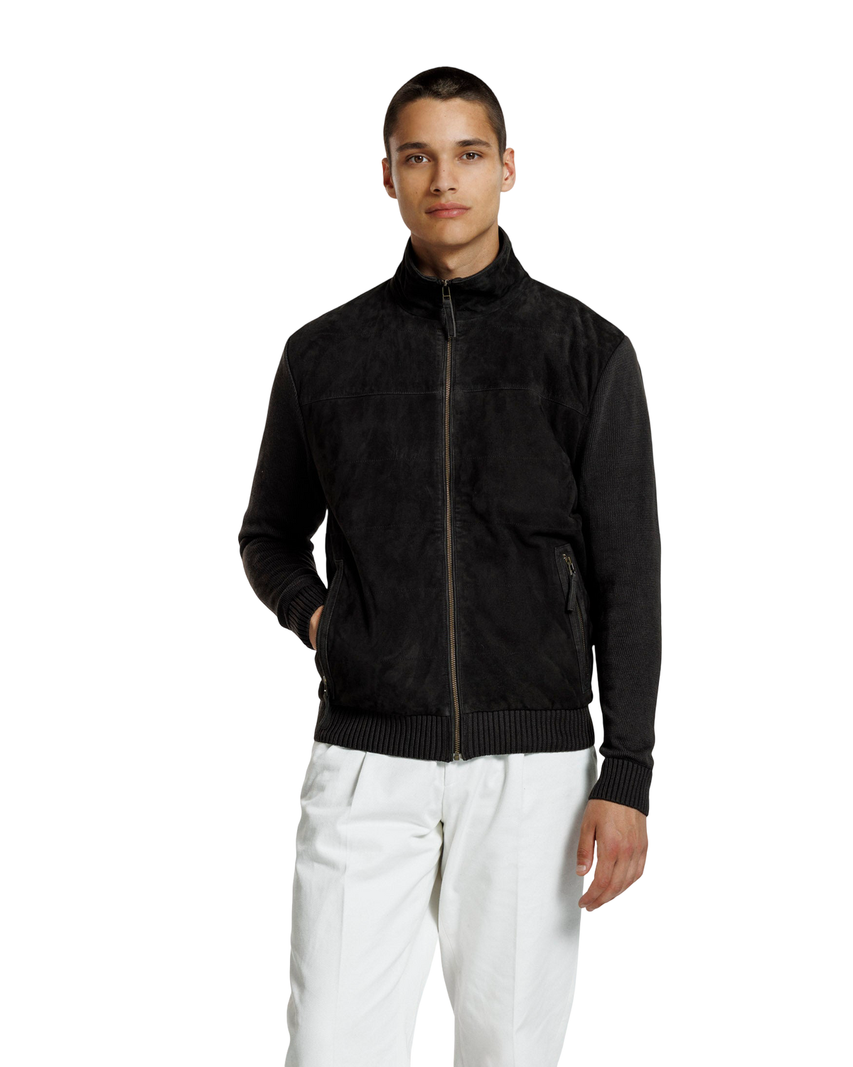 Heren Herfst Winter Jas met Gebreide Mouwen en Ritszakken in IJzergrijs – afbeelding 4