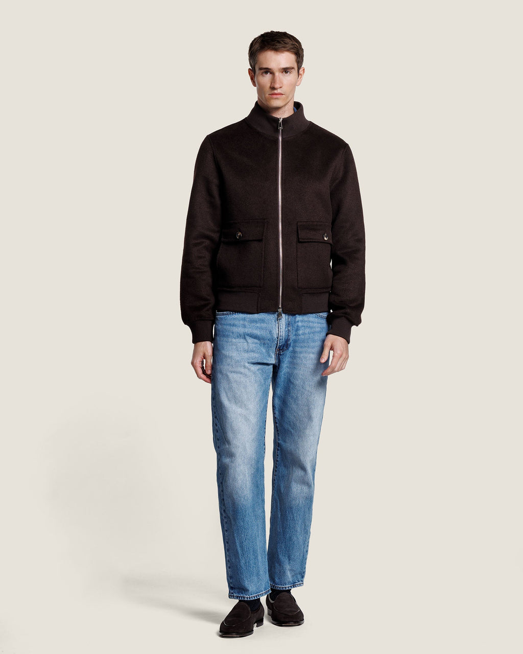 Heren Herfst Winter Jas met Hoge Kraag en Voorzakken – afbeelding 1