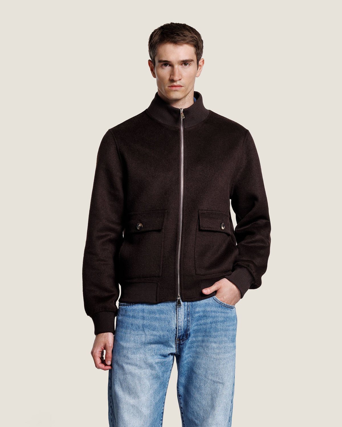 Heren Herfst Winter Jas met Hoge Kraag en Voorzakken – afbeelding 3