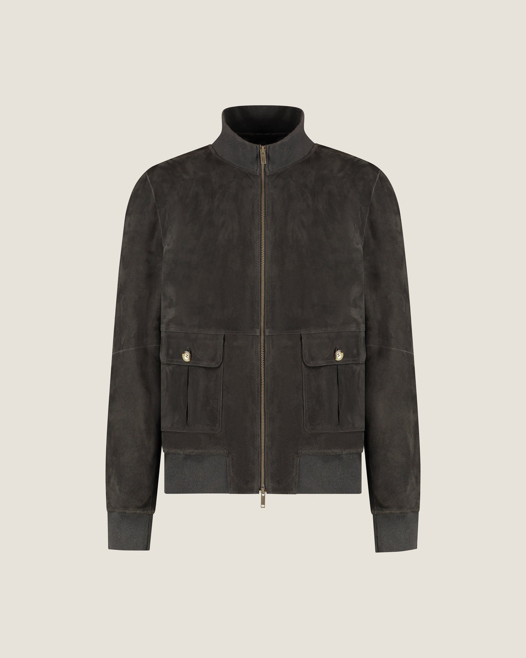Heren Herfst Winter Jas met Hoge Kraag in Velourslook in IJzergrijs – afbeelding 2