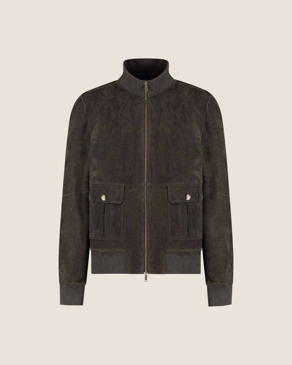 Heren Herfst Winter Jas met Hoge Kraag in Velourslook in IJzergrijs – afbeelding 2