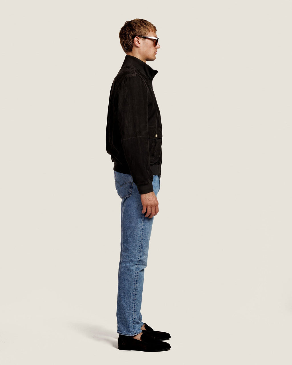 Heren Herfst Winter Jas met Hoge Kraag in Velourslook in IJzergrijs – afbeelding 3