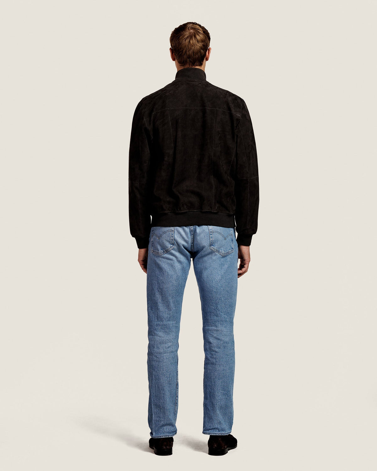 Heren Herfst Winter Jas met Hoge Kraag in Velourslook in IJzergrijs – afbeelding 4