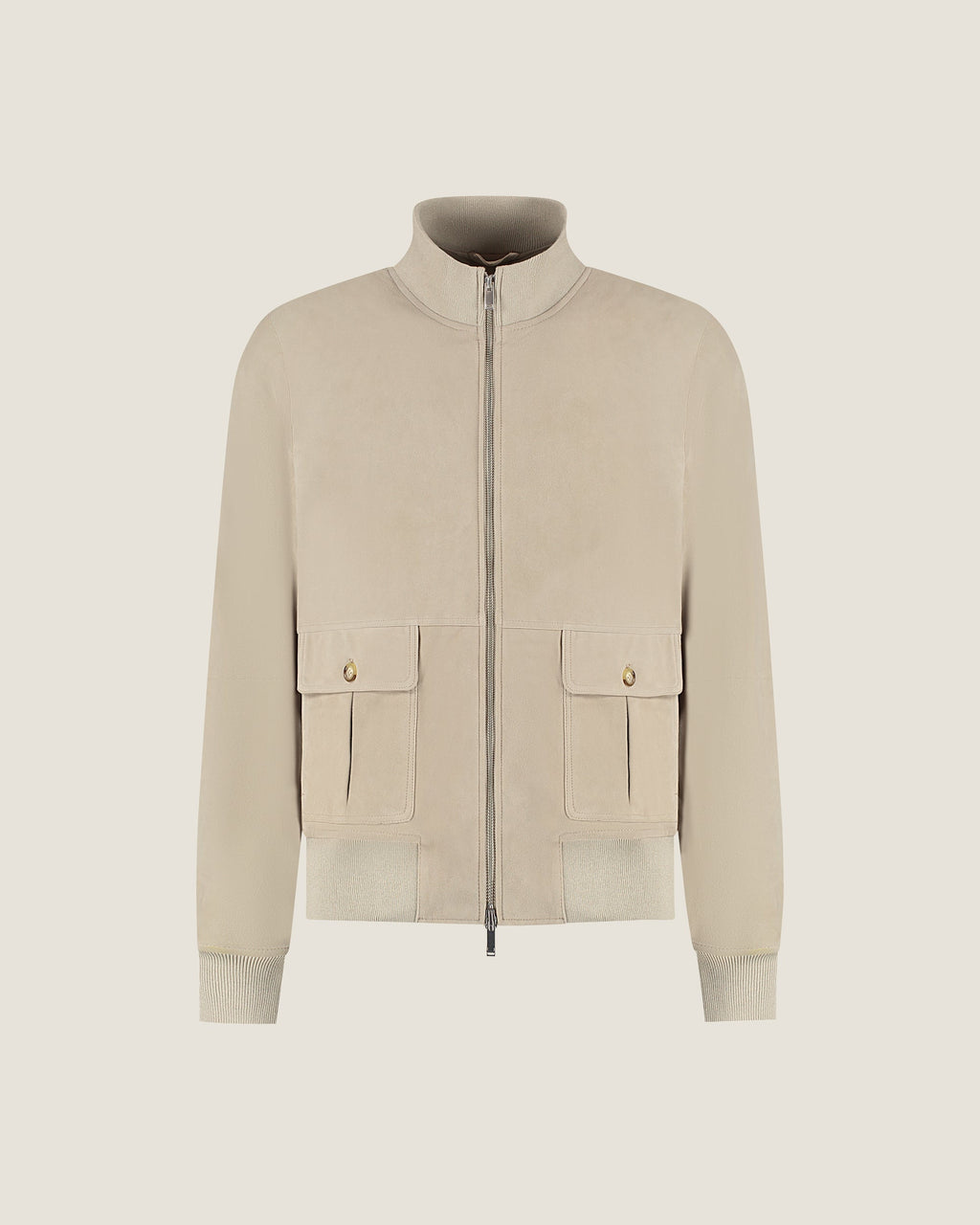Heren Herfst Winter Jas met Hoge Kraag in Velourslook in Taupe – afbeelding 2