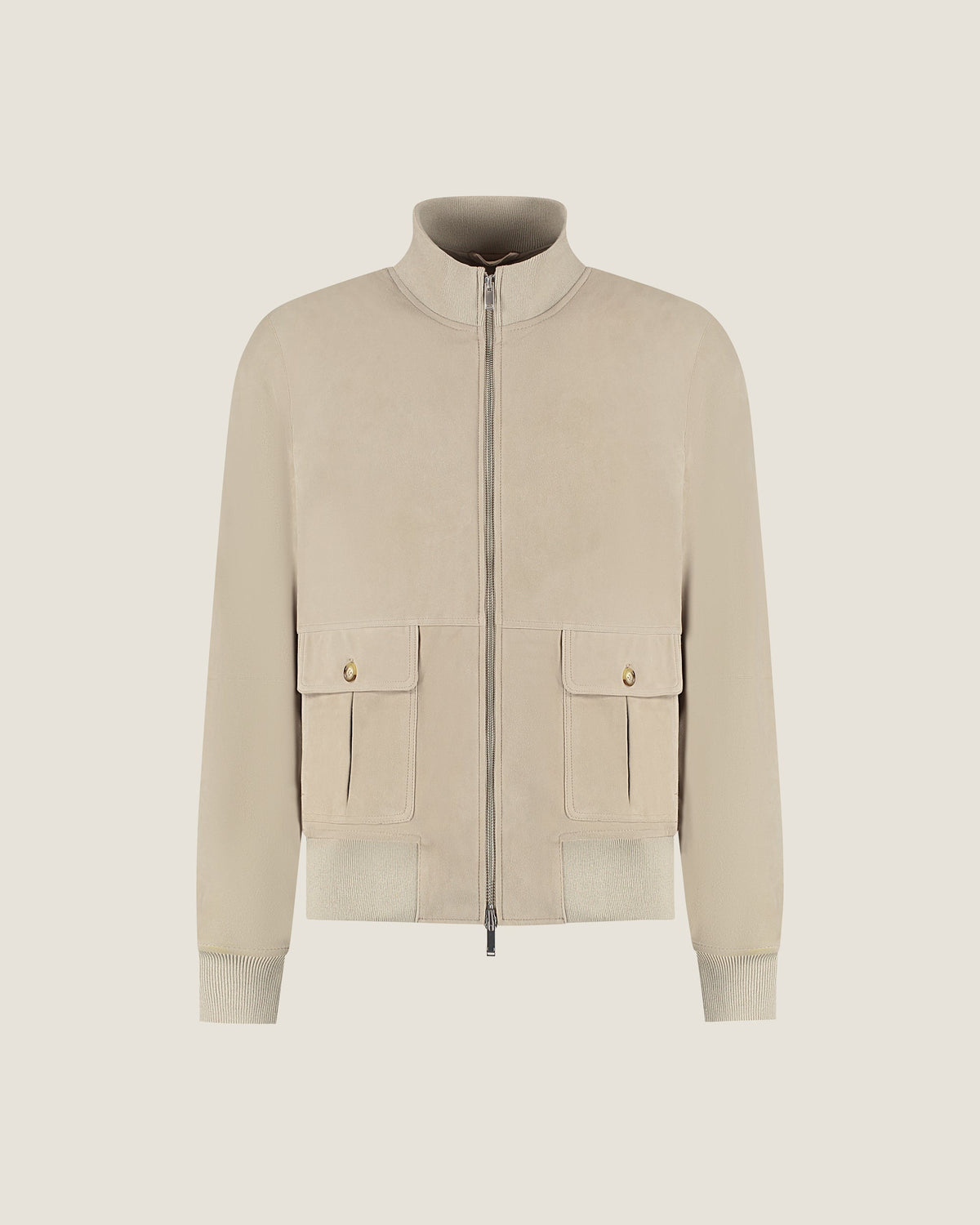Heren Herfst Winter Jas met Hoge Kraag in Velourslook in Taupe – afbeelding 2
