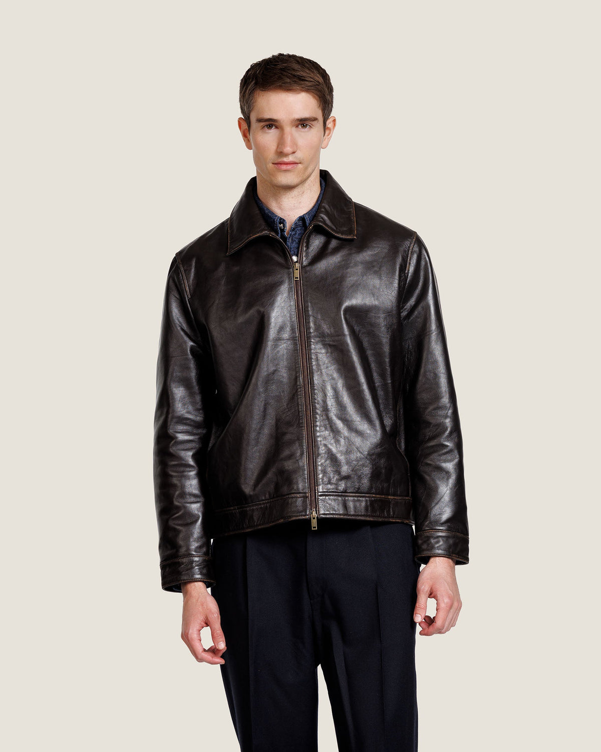 Heren Herfst Winter Jas met Omslagkraag en Doorlopende Rits – afbeelding 2