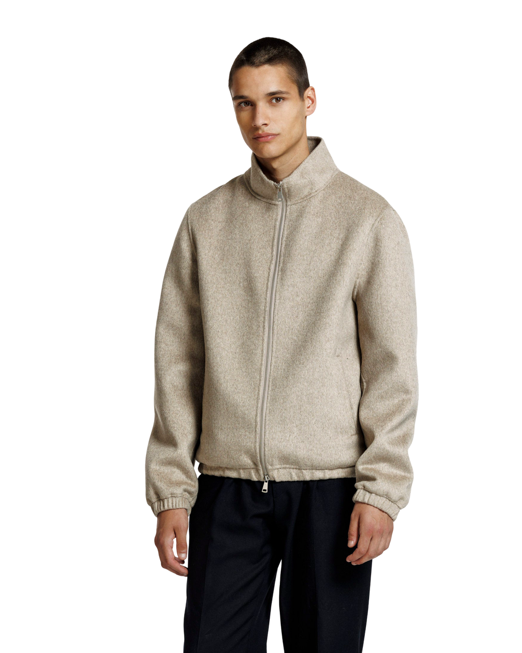 Heren Herfst Winter Jas met Opstaande Kraag en Tweewegrits in Donkerbeige Gemêleerd – afbeelding 4