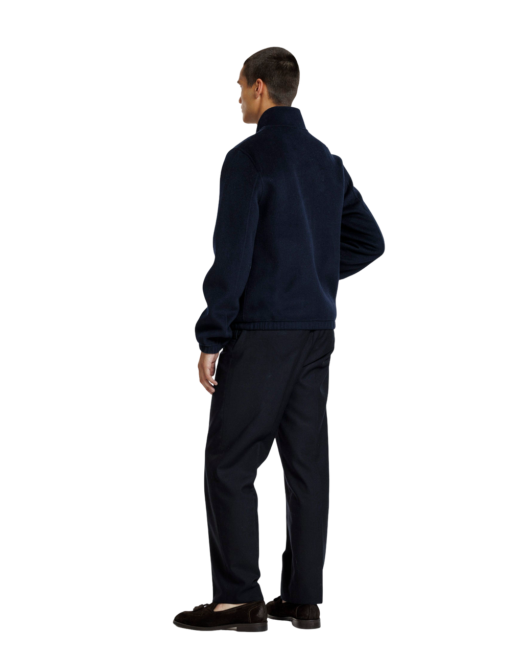 Heren Herfst Winter Jas met Opstaande Kraag en Tweewegrits in Marineblauw – afbeelding 3