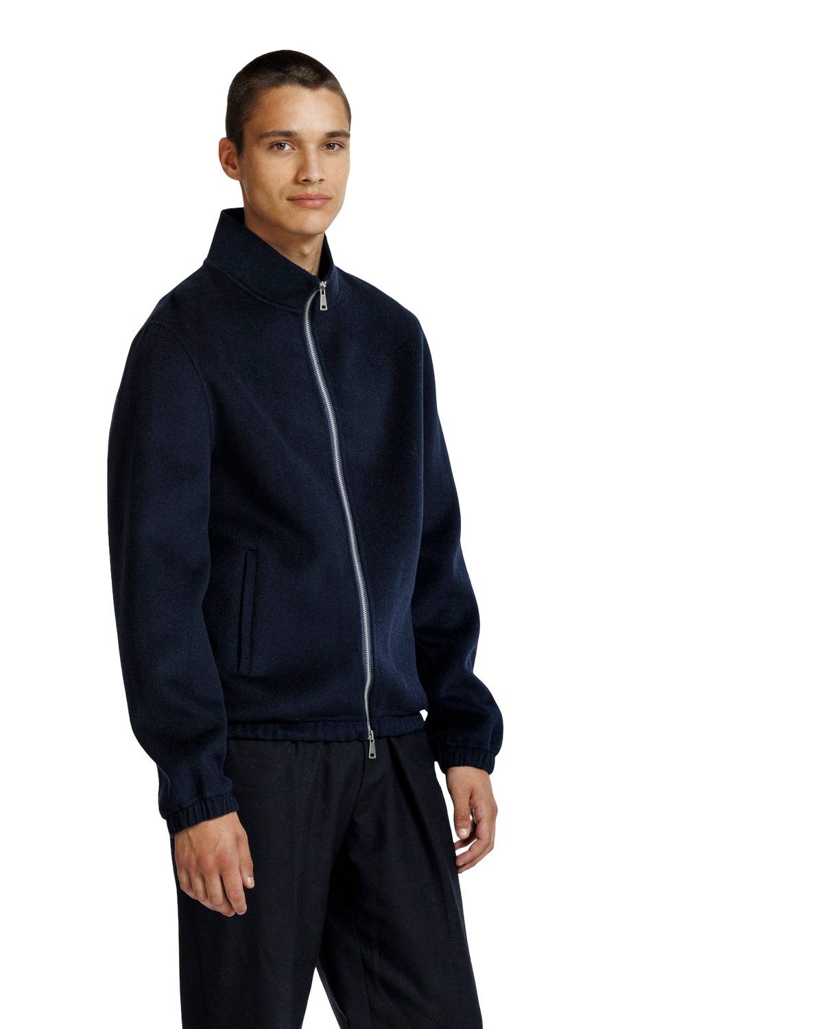 Heren Herfst Winter Jas met Opstaande Kraag en Tweewegrits in Marineblauw – afbeelding 4