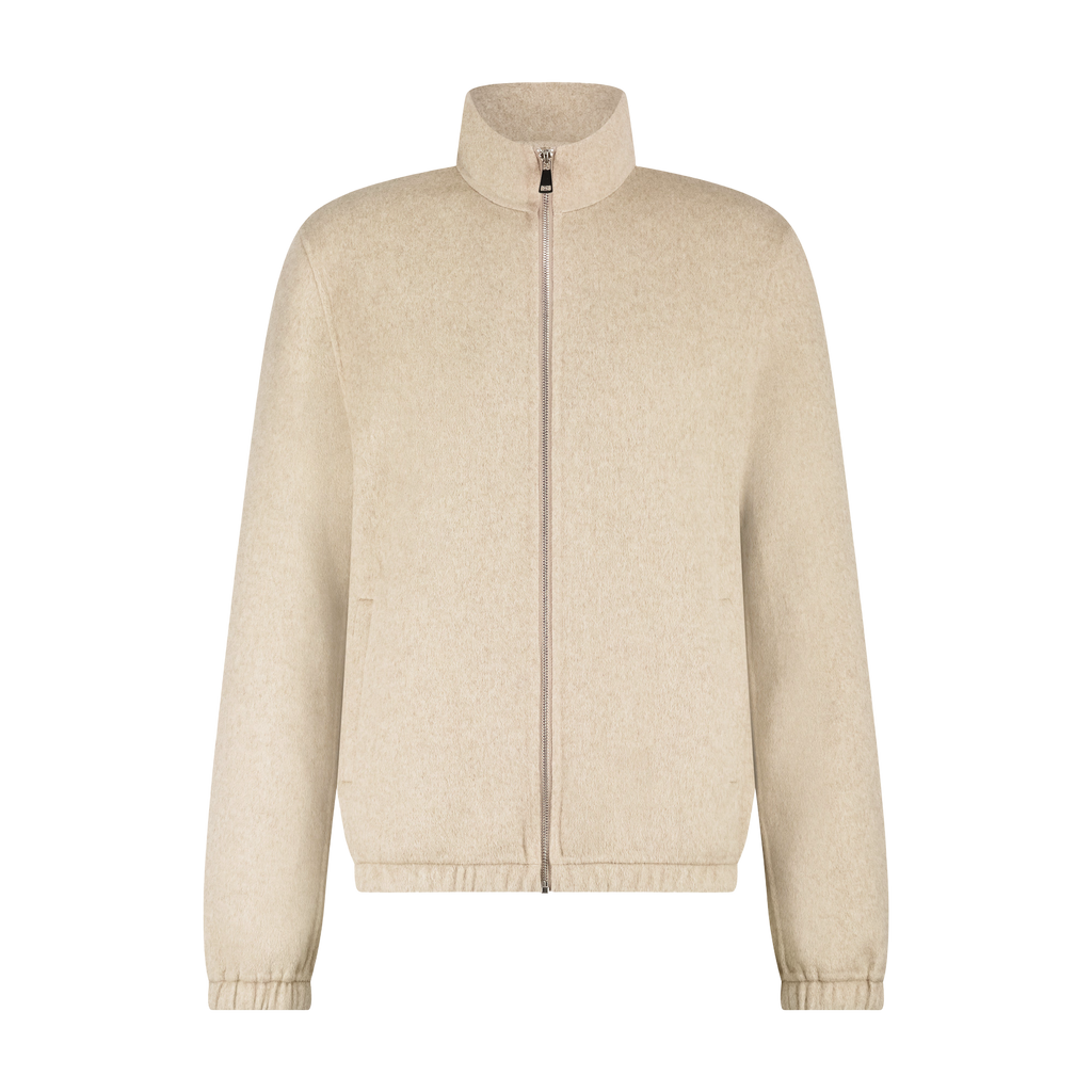 Heren Herfst Winter Jas met Opstaande Kraag en Tweewegrits in Donkerbeige Gemêleerd