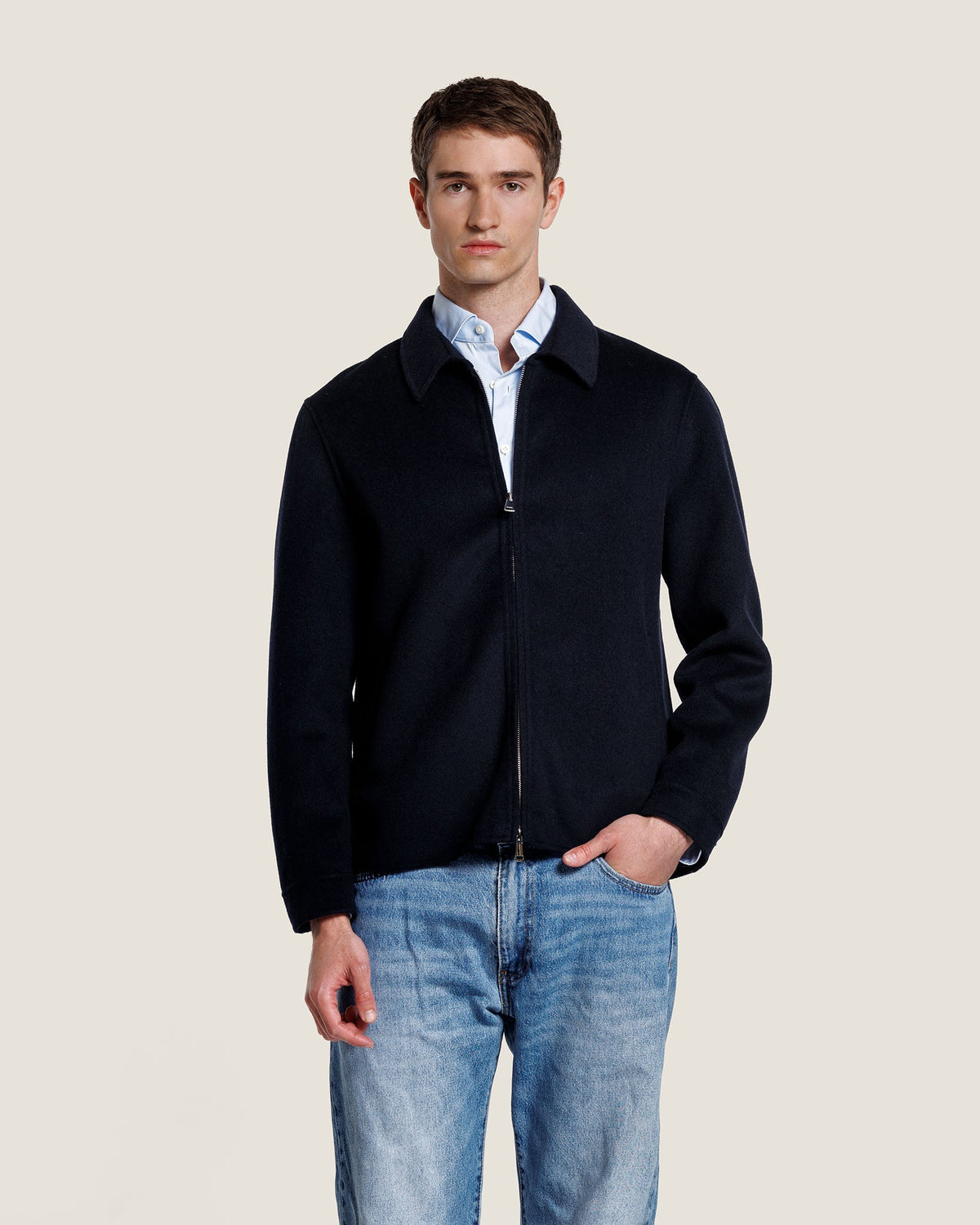 Heren Herfst Winter Jas met Rits en Verticale Naden – afbeelding 3