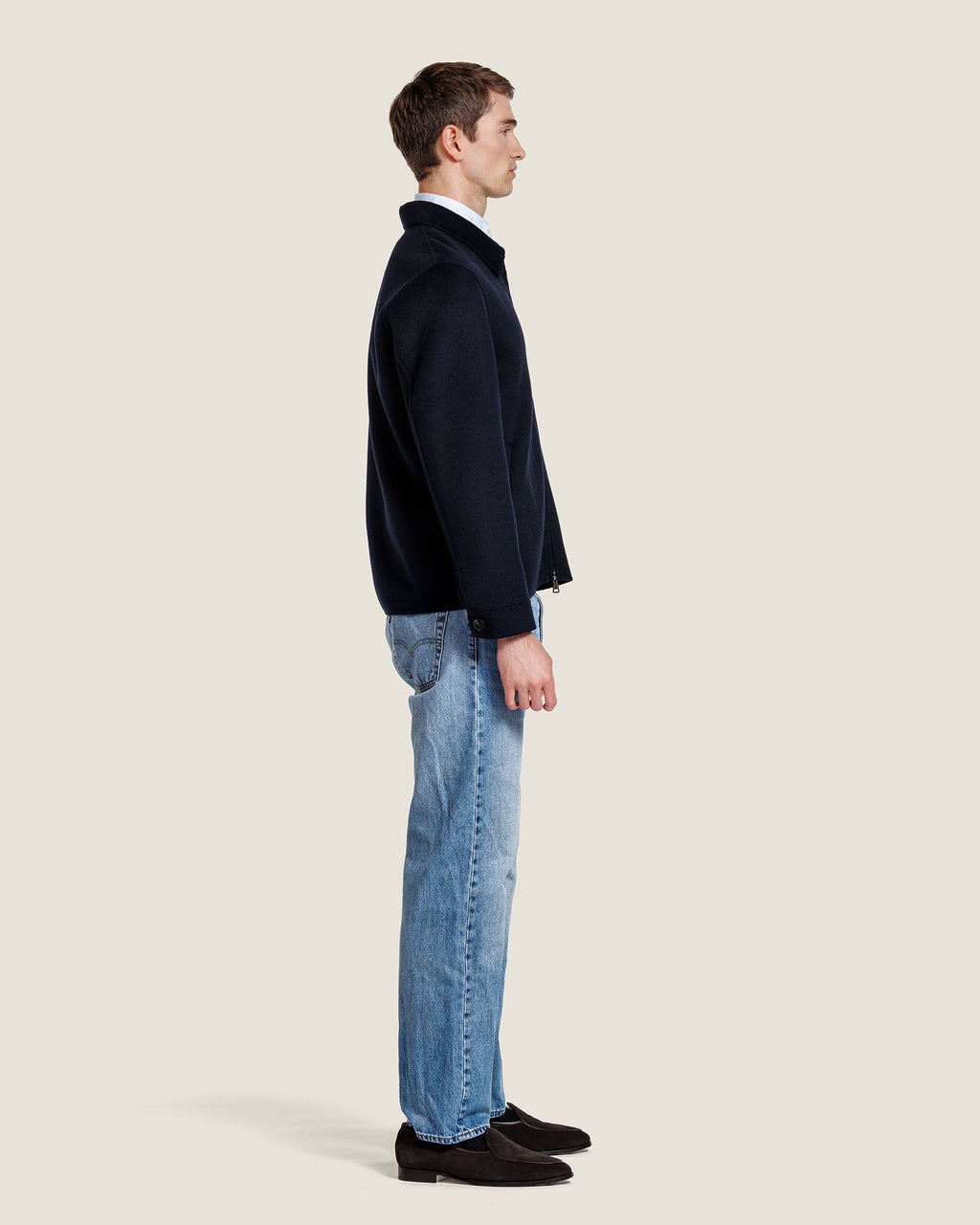 Heren Herfst Winter Jas met Rits en Verticale Naden – afbeelding 4