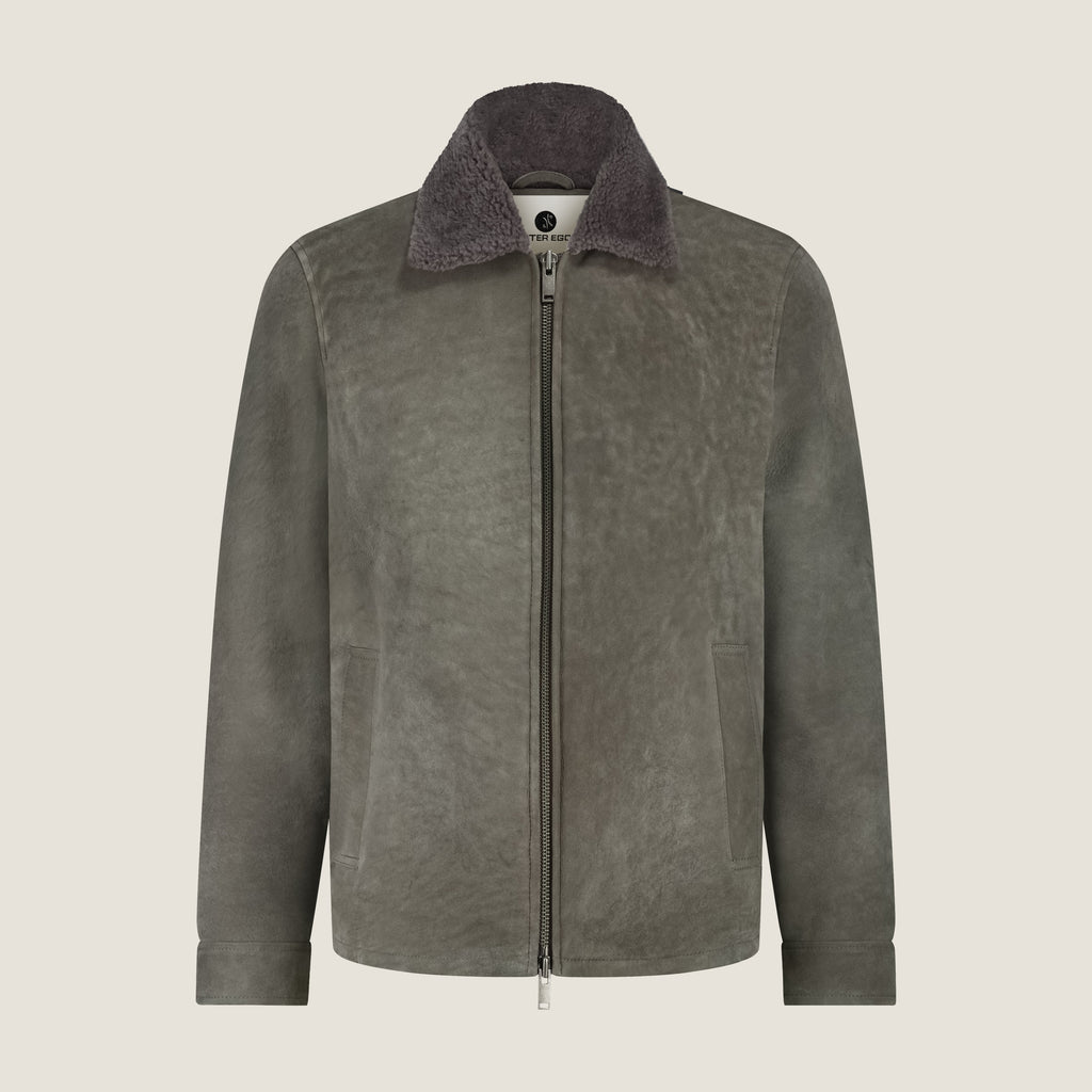 Heren Herfst Winter Jas met Teddykraag en Rechte Snit in Aardebruin