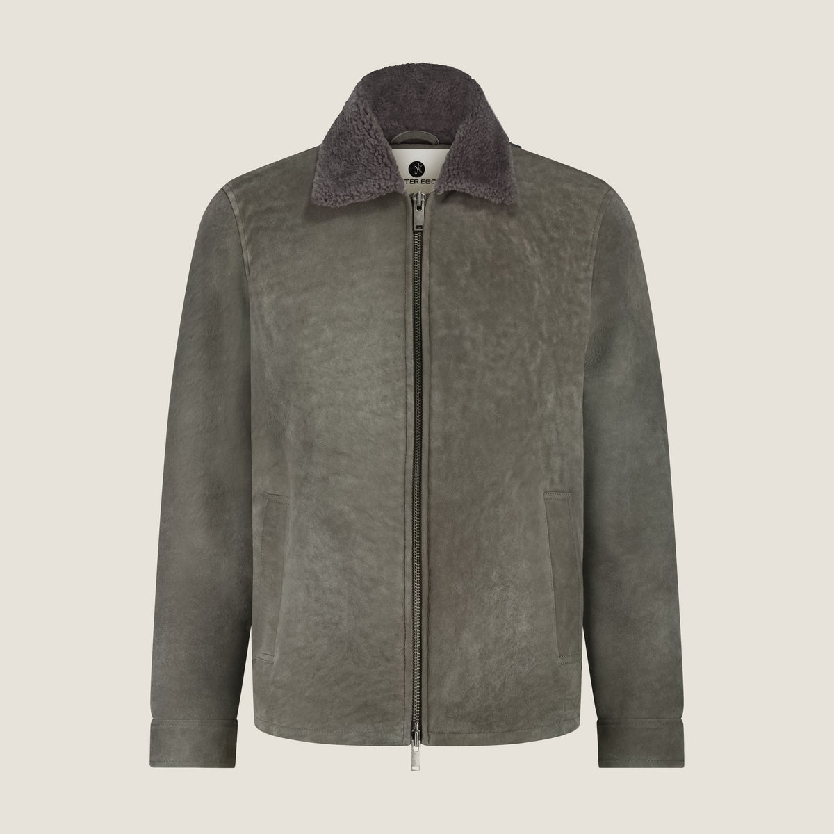 Heren Herfst Winter Jas met Teddykraag en Rechte Snit in Aardebruin
