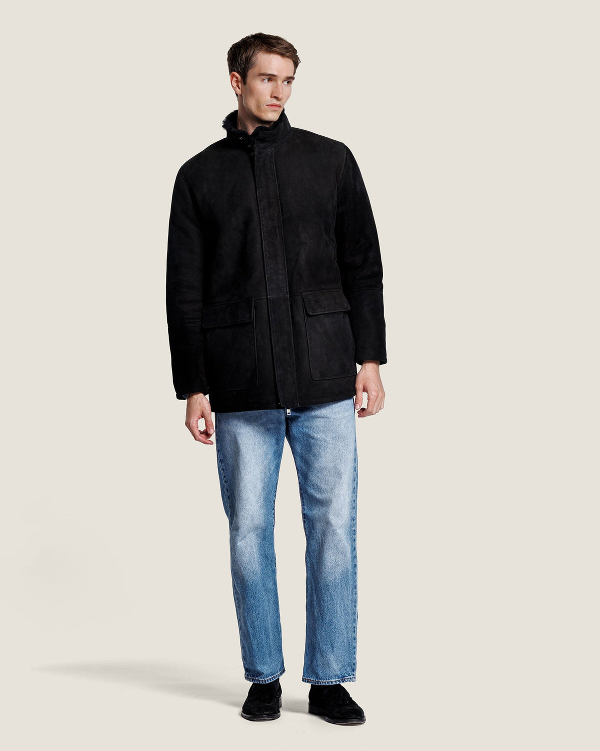 Heren Herfst Winter Mantel met Verdekte Rits en Drukknopen – afbeelding 1