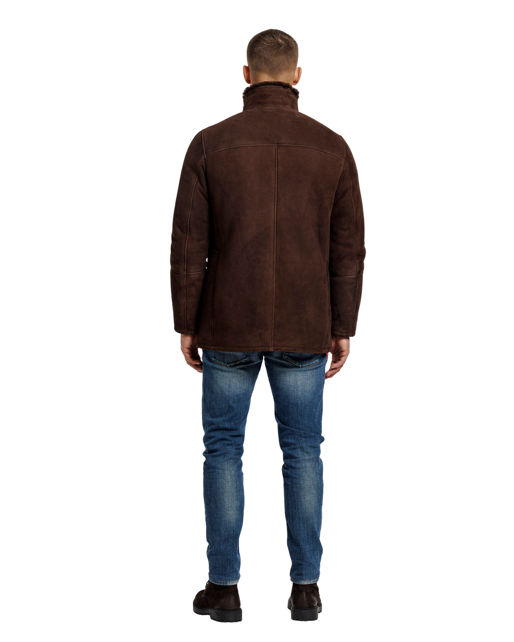 Heren Herfst Winter Mantel met Verdekte Rits en Drukknopen in Modderbruin – afbeelding 4