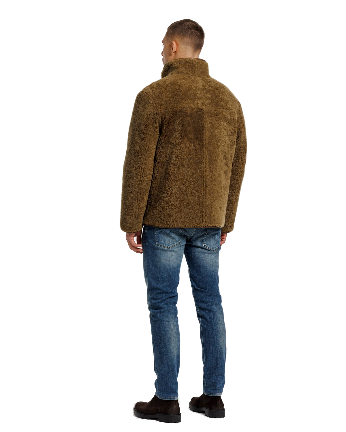 Heren Herfst Winter Omkeerbare Jas met Krulstructuur in Aardebruin – afbeelding 7