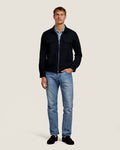 Heren Herfst Winter Overshirt met Borstzakken en Verdekte Knoopsluiting in Marineblauw