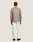 Heren Herfst Winter Overshirt met Borstzakken en Verdekte Knoopsluiting in Donkerbeige Gemêleerd – afbeelding 4