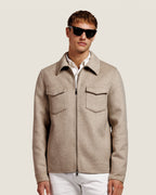 Heren Herfst Winter Overshirt met Borstzakken en Verdekte Knoopsluiting in Donkerbeige Gemêleerd – afbeelding 5