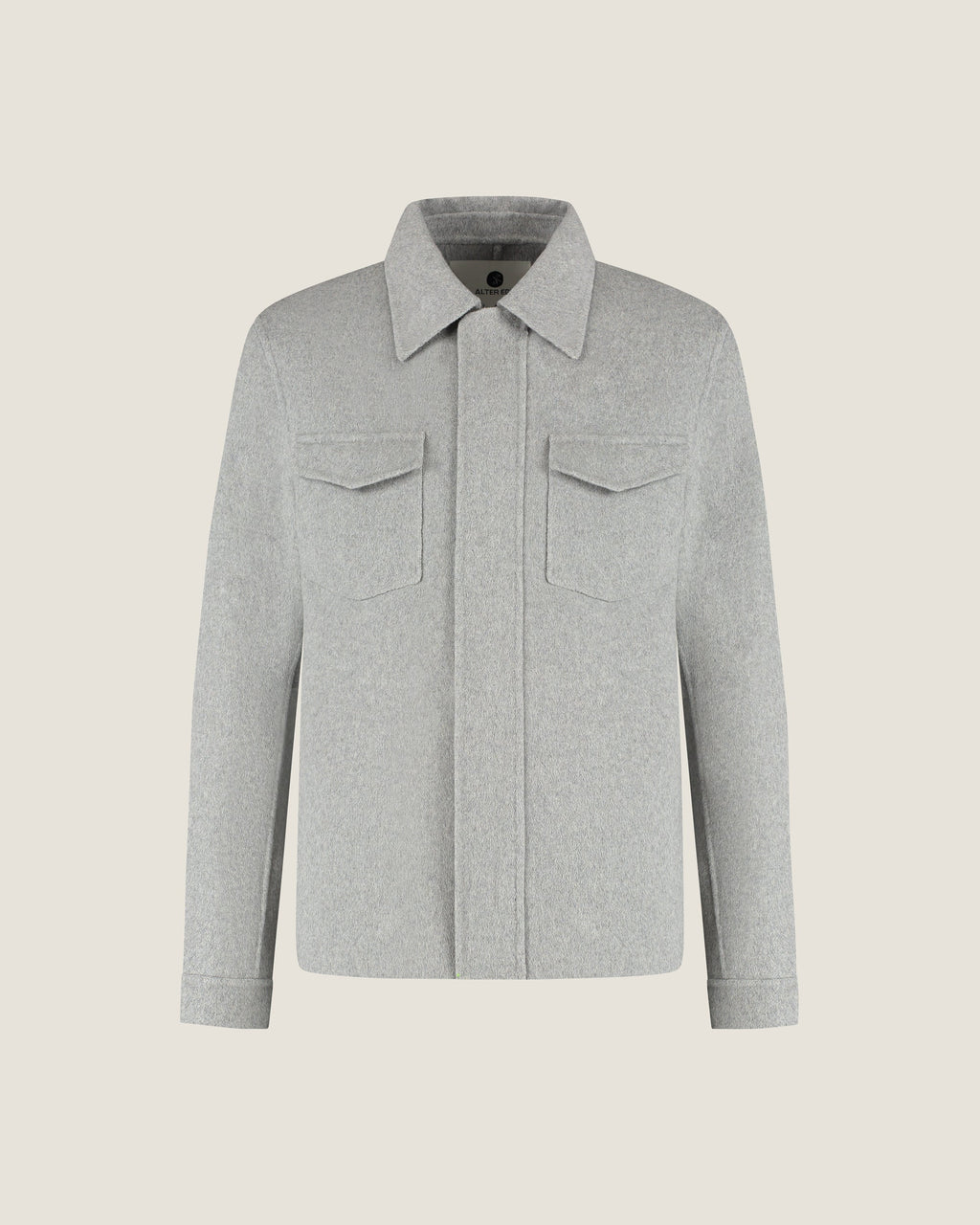 Heren Herfst Winter Overshirt met Borstzakken en Verdekte Knoopsluiting in Lichtgrijs