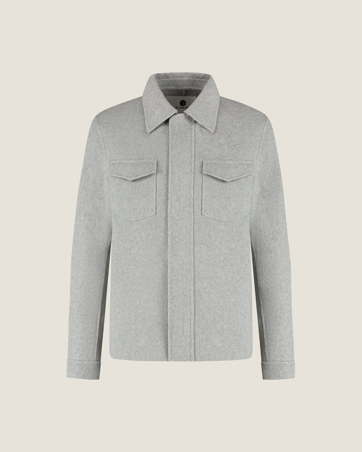 Heren Herfst Winter Overshirt met Borstzakken en Verdekte Knoopsluiting in Lichtgrijs