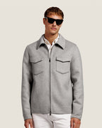 Heren Herfst Winter Overshirt met Borstzakken en Verdekte Knoopsluiting in Lichtgrijs – afbeelding 4