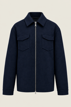 Heren Herfst Winter Overshirt met Borstzakken en Verdekte Knoopsluiting in Marineblauw – afbeelding 2