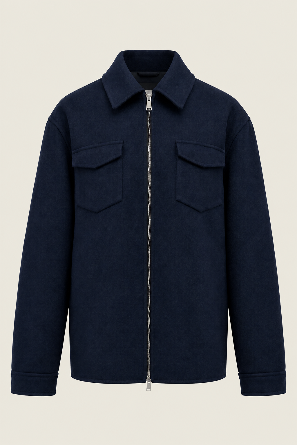 Heren Herfst Winter Overshirt met Borstzakken en Verdekte Knoopsluiting in Marineblauw – afbeelding 2