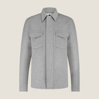 Heren Herfst Winter Overshirt met Borstzakken en Verdekte Knoopsluiting in Lichtgrijs Gemêleerd