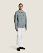 Heren Herfst Winter Overshirt met Borstzakken en Verdekte Knoopsluiting in Lichtgrijs Gemêleerd – afbeelding 2