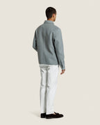 Heren Herfst Winter Overshirt met Borstzakken en Verdekte Knoopsluiting in Lichtgrijs Gemêleerd – afbeelding 3