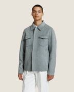 Heren Herfst Winter Overshirt met Borstzakken en Verdekte Knoopsluiting in Lichtgrijs Gemêleerd – afbeelding 4