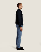 Heren Herfst Winter Overshirt met Borstzakken en Verdekte Knoopsluiting in Marineblauw – afbeelding 3