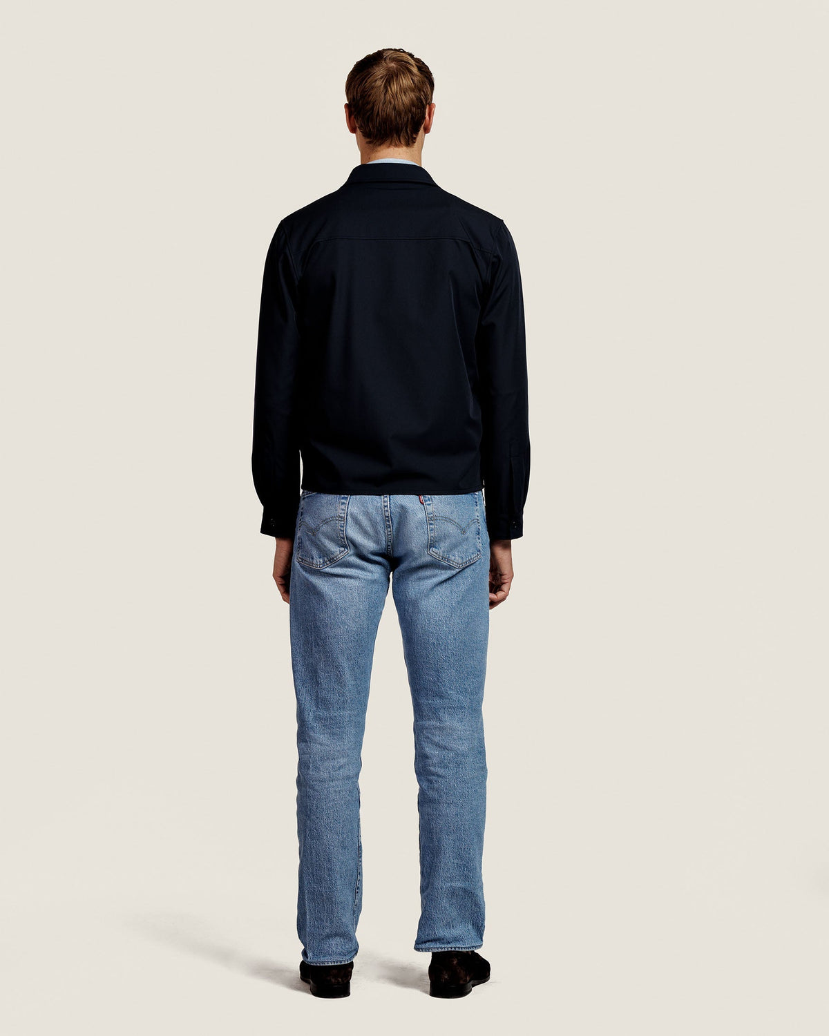 Heren Herfst Winter Overshirt met Borstzakken en Verdekte Knoopsluiting in Marineblauw – afbeelding 4