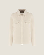 Heren Herfst Winter Overshirt met Borstzakken en Verdekte Knoopsluiting in Vanille