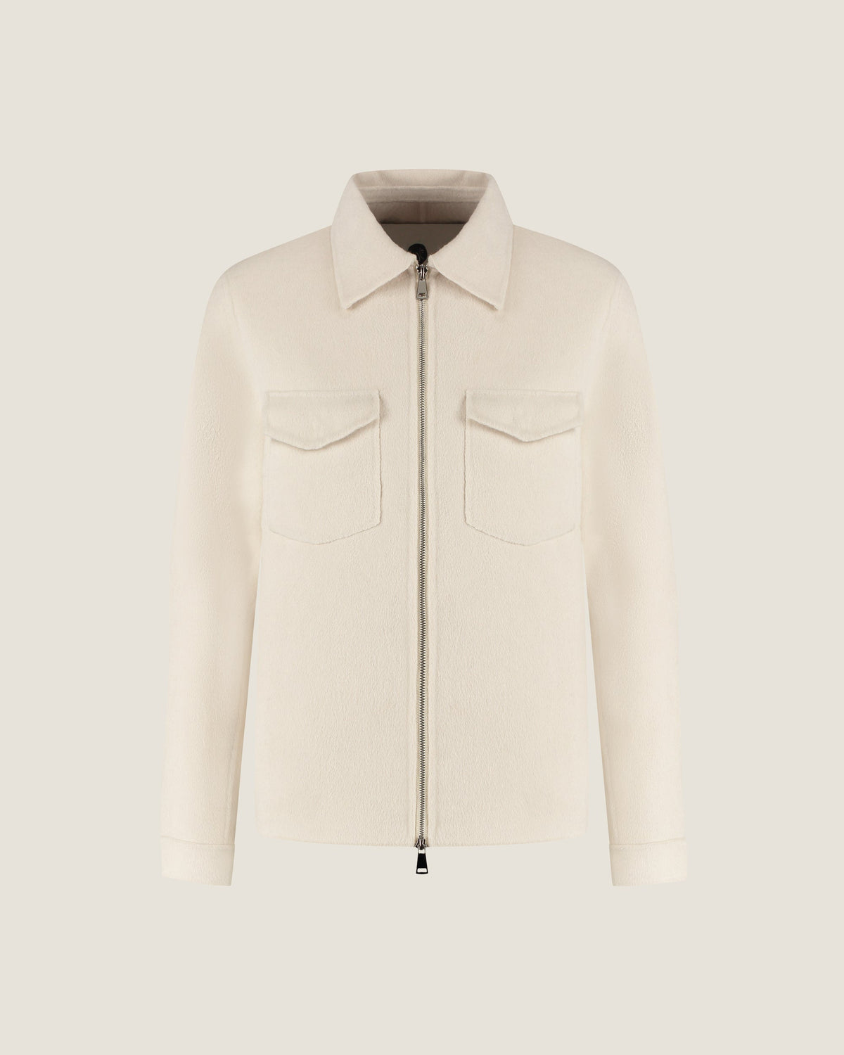 Heren Herfst Winter Overshirt met Borstzakken en Verdekte Knoopsluiting in Vanille