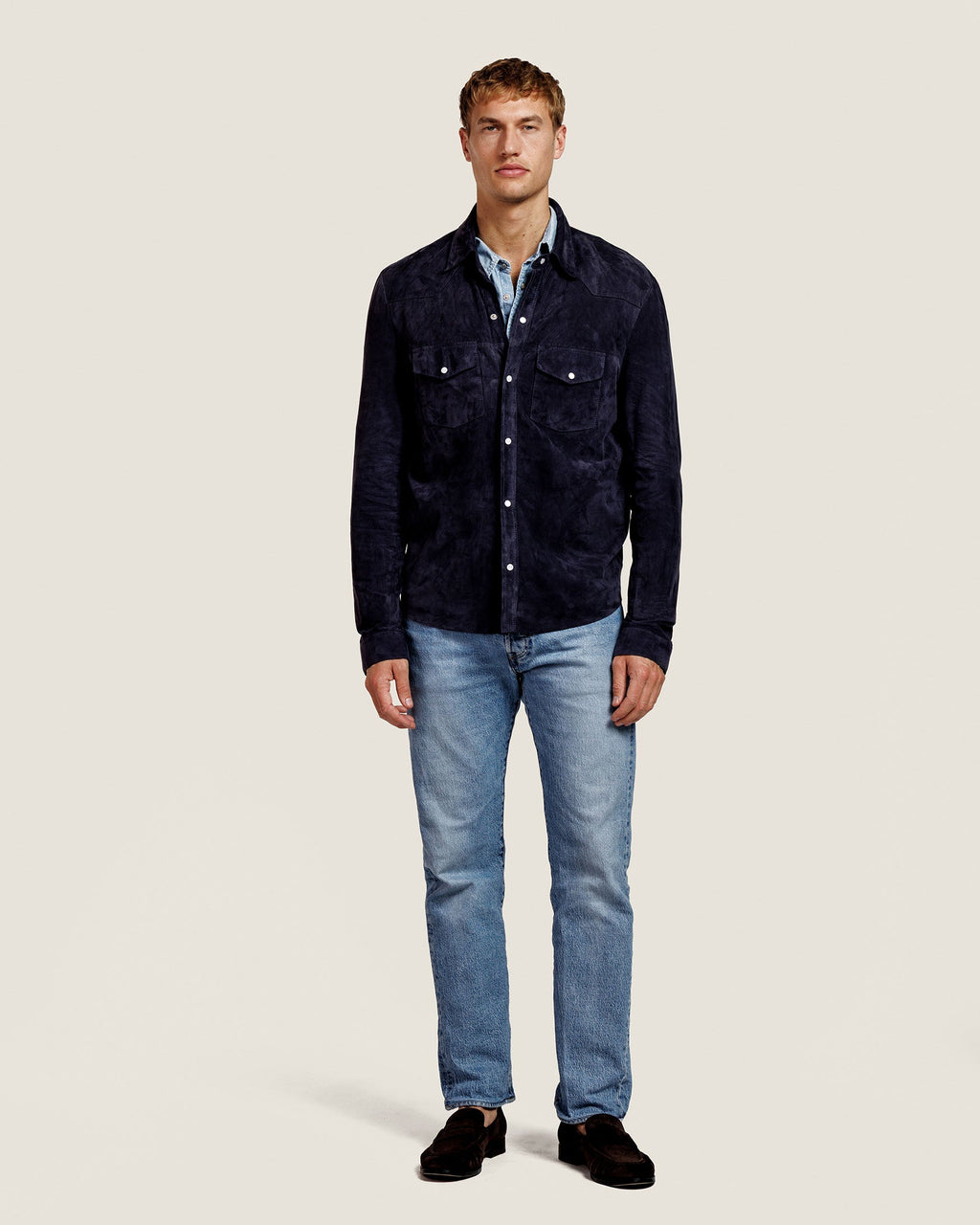 Heren Herfst Winter Overshirt met Drukknopen en Borstzakken in Marineblauw – afbeelding 5