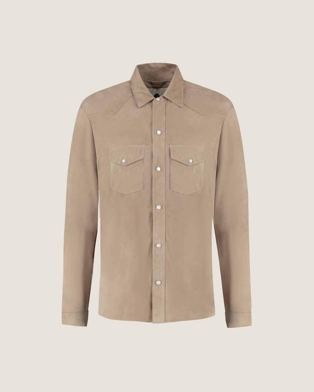 Heren Herfst Winter Overshirt met Drukknopen en Borstzakken in Taupegrijs – afbeelding 2
