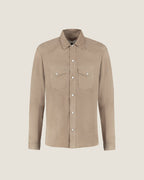 Heren Herfst Winter Overshirt met Drukknopen en Borstzakken in Taupegrijs – afbeelding 2