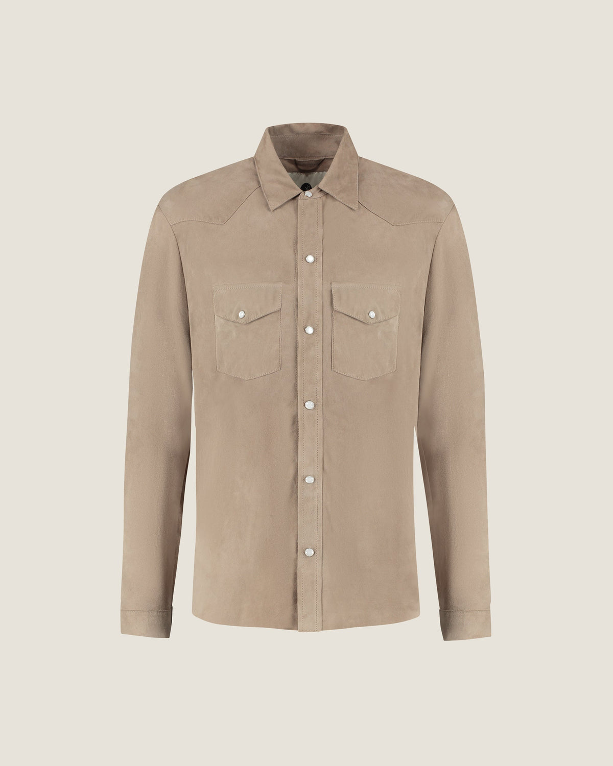 Heren Herfst Winter Overshirt met Drukknopen en Borstzakken in Taupegrijs – afbeelding 2