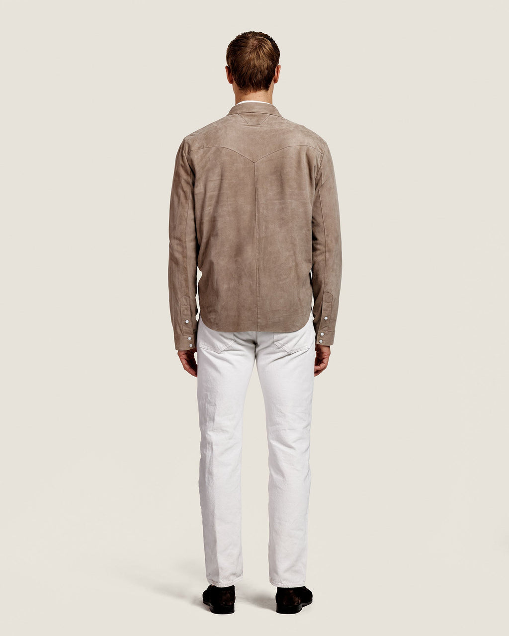 Heren Herfst Winter Overshirt met Drukknopen en Borstzakken in Taupegrijs – afbeelding 3