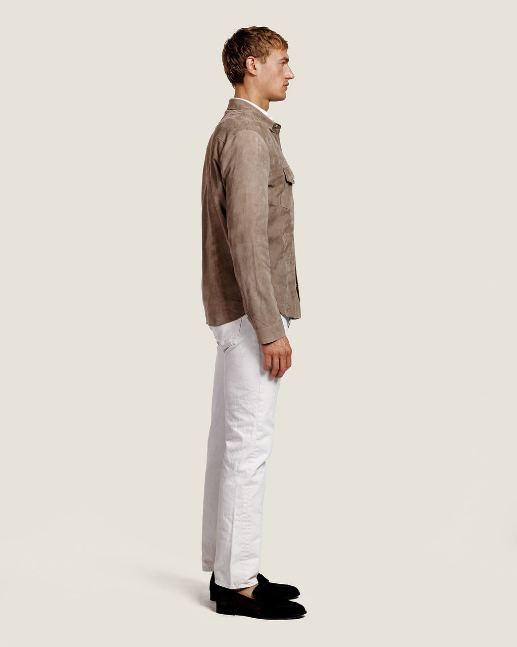 Heren Herfst Winter Overshirt met Drukknopen en Borstzakken in Taupegrijs – afbeelding 4
